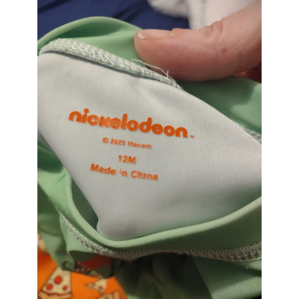 Nickelodeon TMNT Ninja Turtles Pizza Rash Guard Swim Trunks Set 12M Green Orange